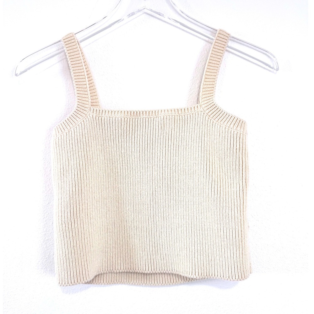 J.Crew | Cream Floral Crochet Crop Tank Top – Boho Knit Summer Camisole - Picture 4 of 5